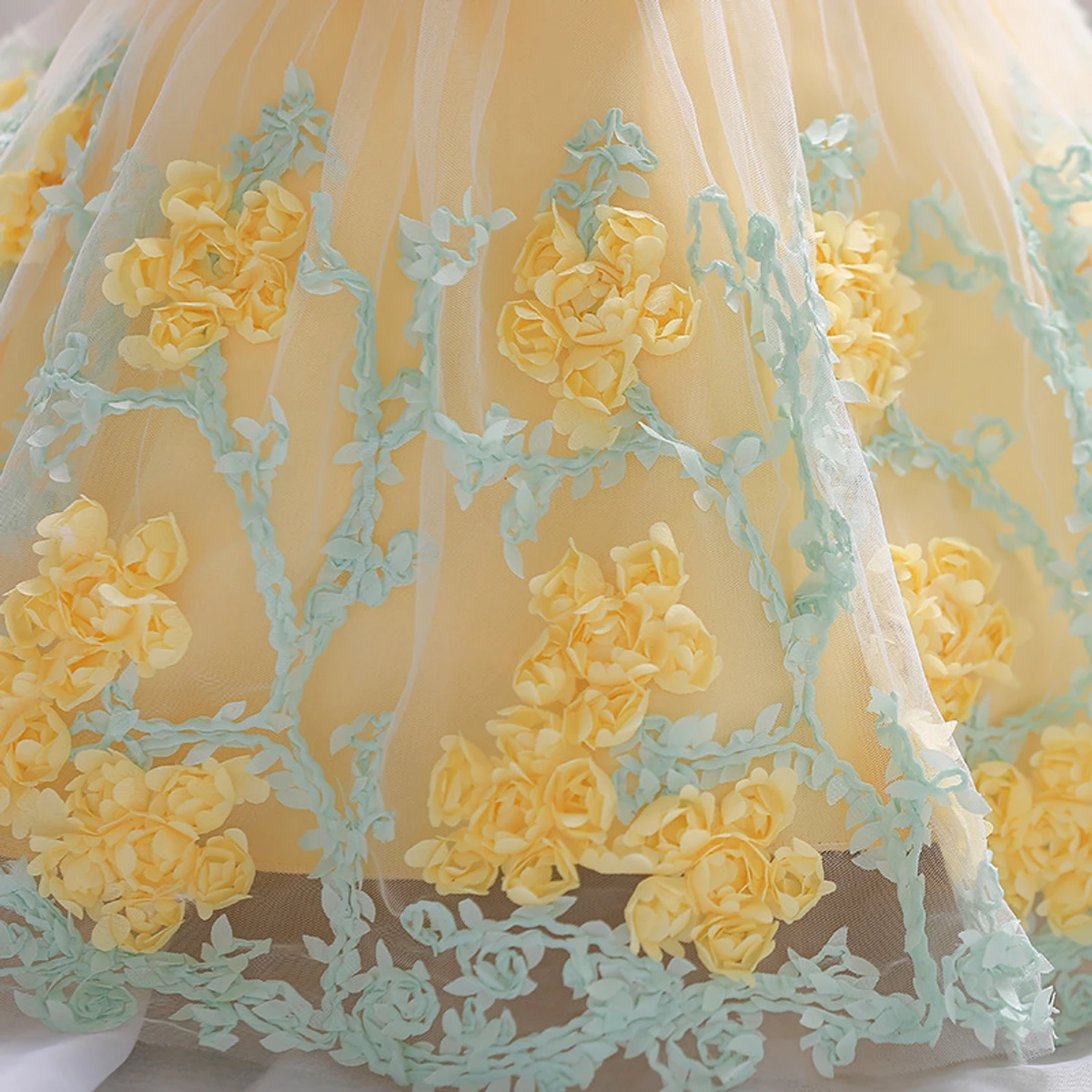 Yellow Flower Princess Dress