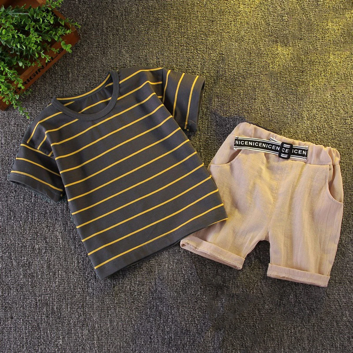 Boy's Summer Striped T-shirt + Shorts