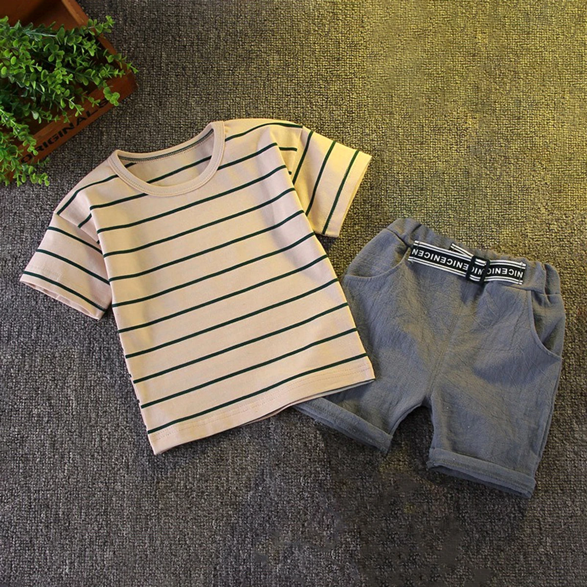 Boy's Summer Striped T-shirt + Shorts