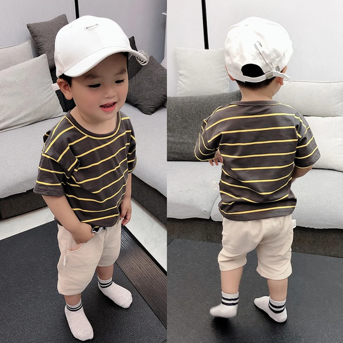 Boy's Summer Striped T-shirt + Shorts