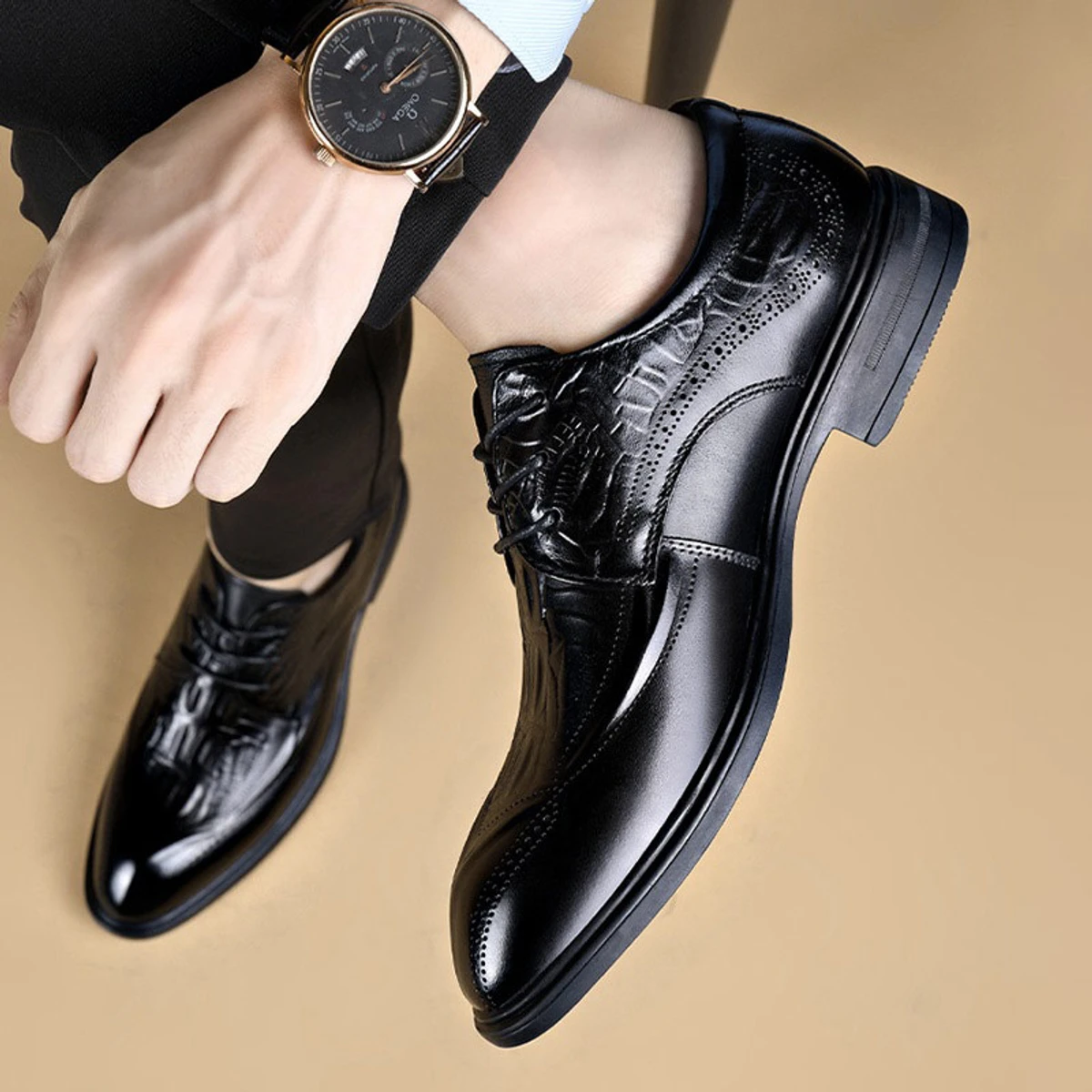 Cowhide British Style Business Shoes